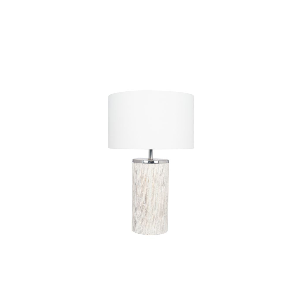 Haley Wood White Wash Column Table Lamp