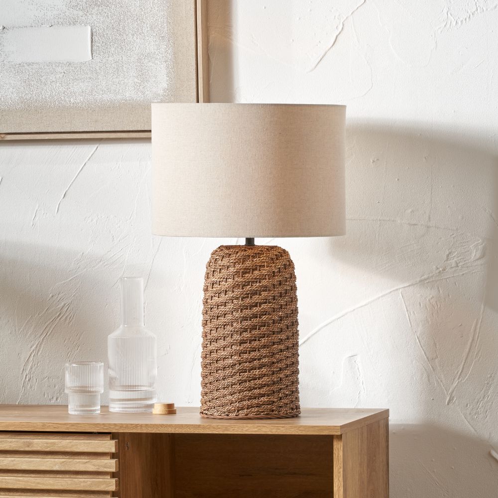 Andros Seagrass Brown Woven Table Lamp