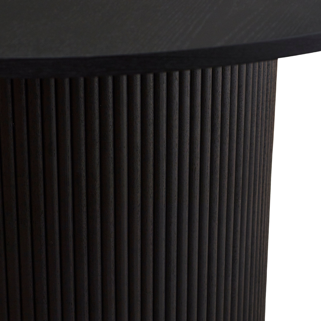 Louis Fluted 120cm Black Round Dining Table