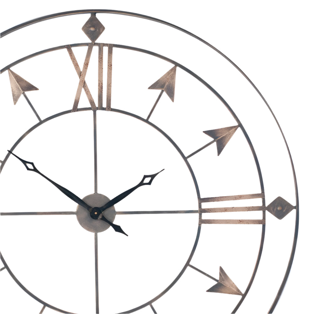 Metal Graphite and Gold Round Wall Clock Large