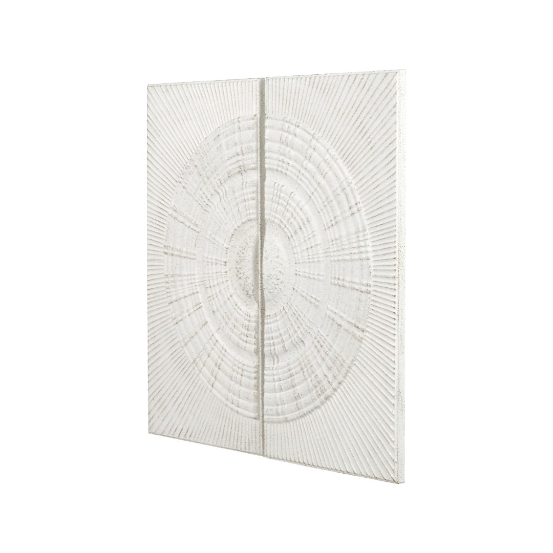 Antique White Moulded Metal Circle Wall Art