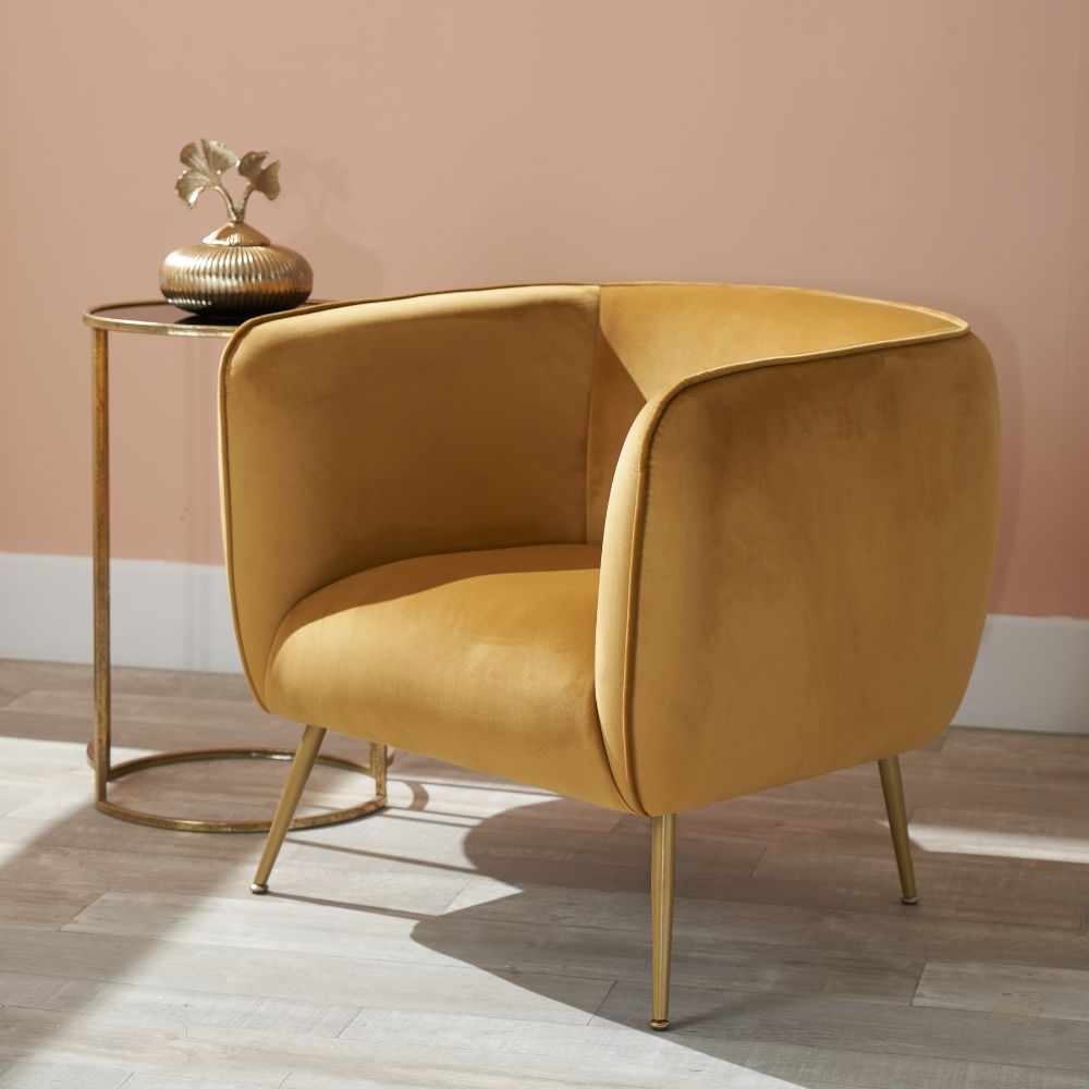 Lucca Velvet and Metal Armchair