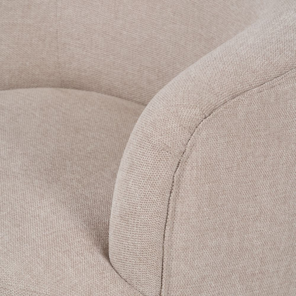 Aviana Natural Chenille and Black Metal Tub Armchair