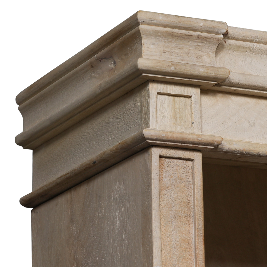 Blanche Rustic Mango Wood Bookcase with Open Drawers