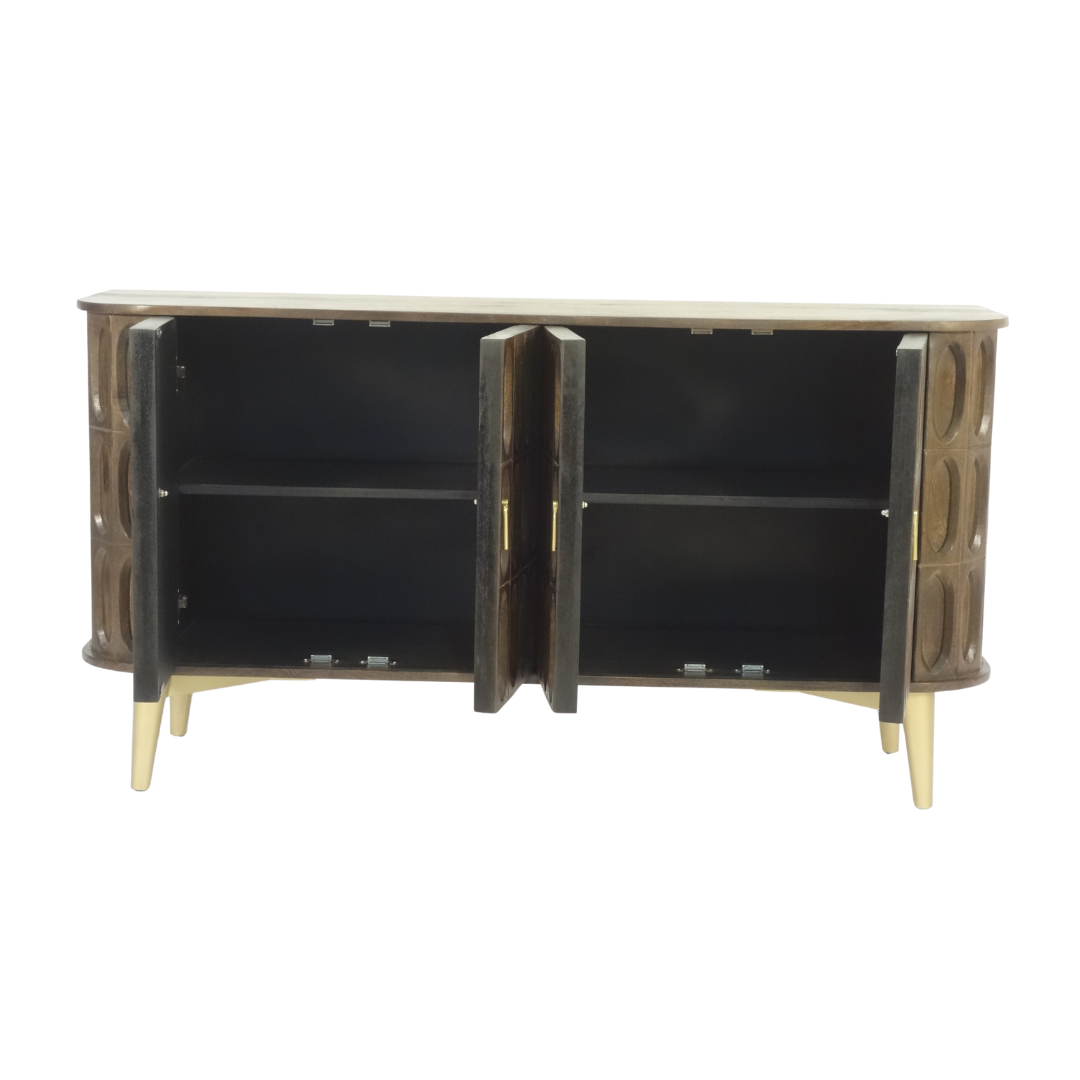 Aranya Solid Wood Oval Tile 4 Door Sideboard