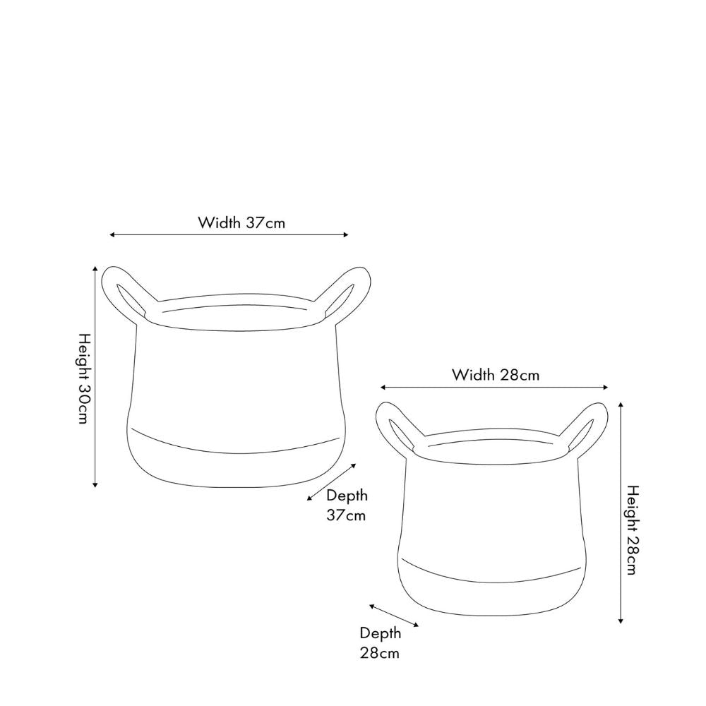 Seagrass Natural and Black Round Handled Baskets (Set of 2)