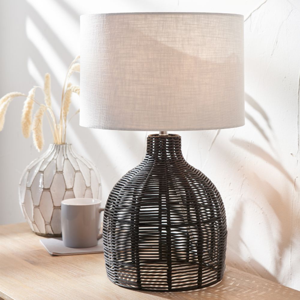 Caswell Natural Rattan Cloche Table Lamp