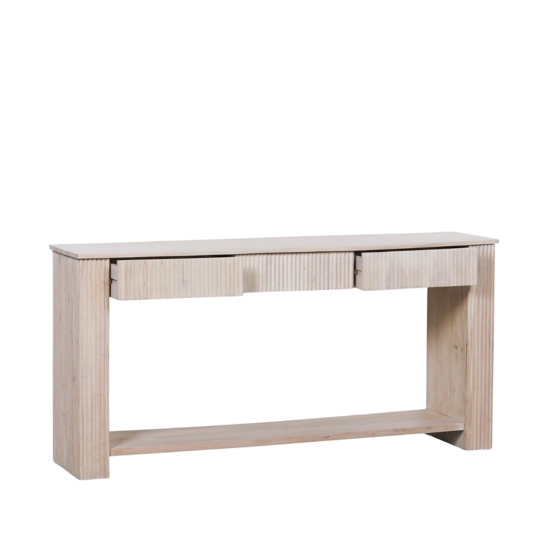 Everden Fluted Acacia Wood Console Table