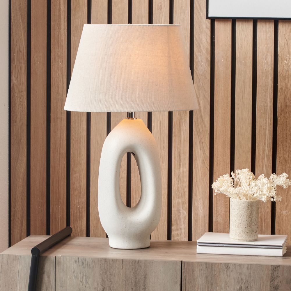 Laila Ceramic Natural Organic Tall Table Lamp