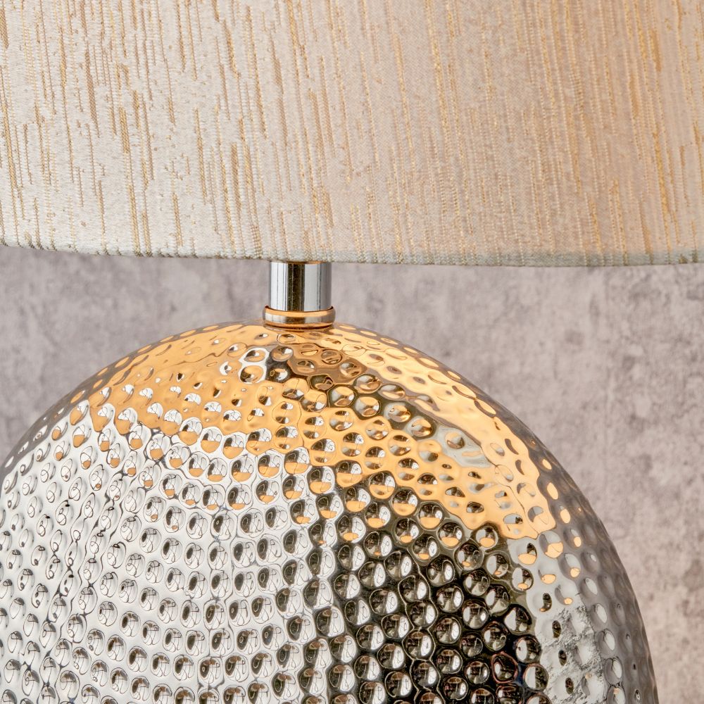 Ceramic Mabel Silver Dot Textured Table Lamp