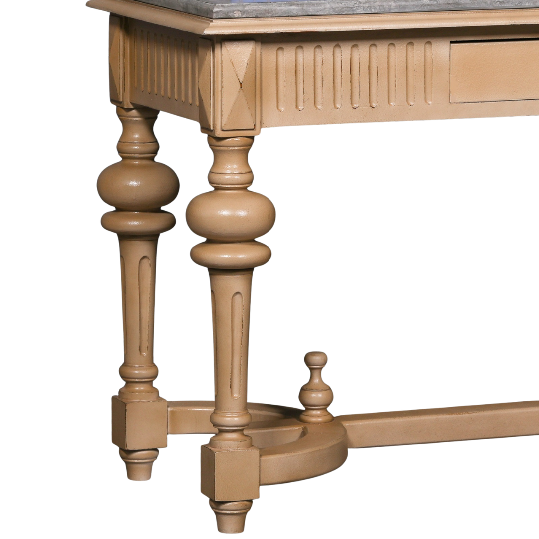 ArbourΓ© Painted White Cedar Console Table with Stone Top