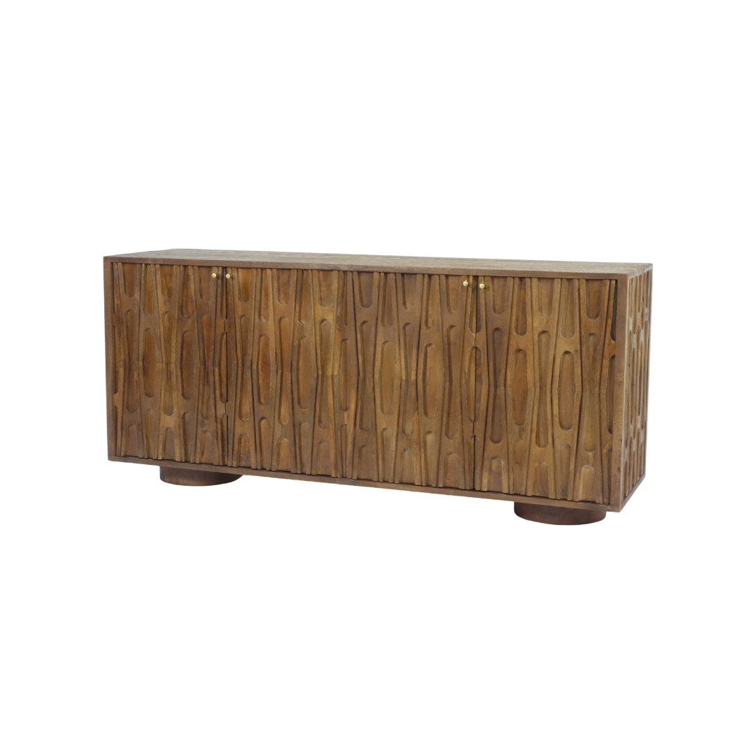 Aranya Solid Wood 4 Door Retro Carved Sideboard