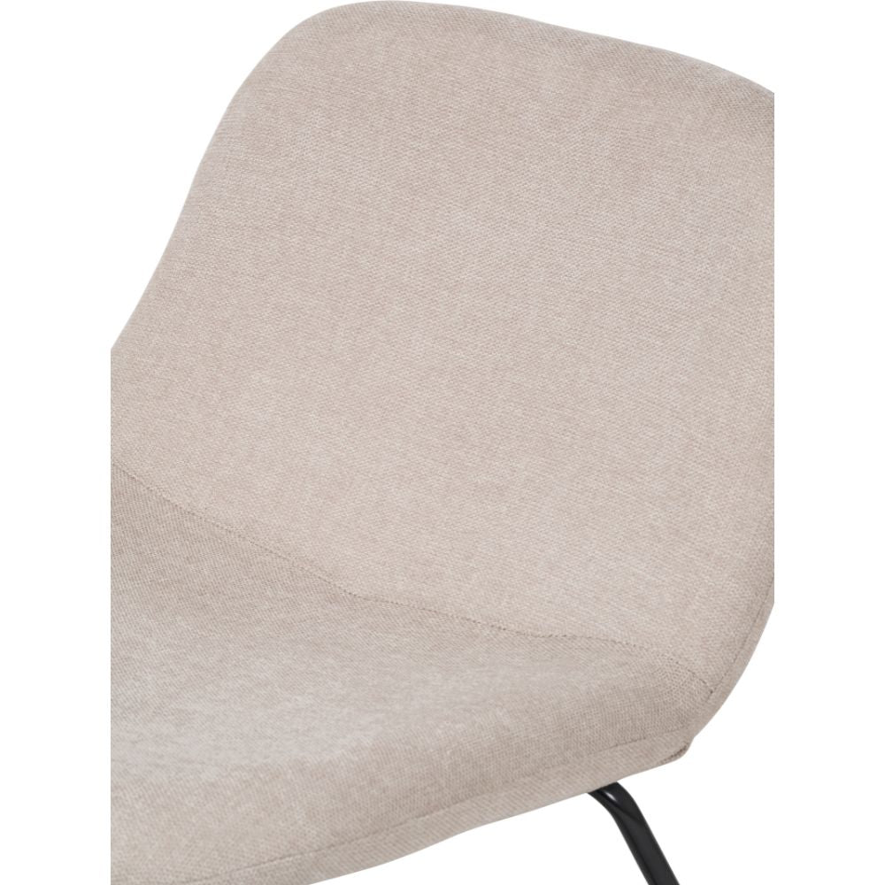 Chiara Natural Chenille and Black Metal Lounging Chair and Footstool