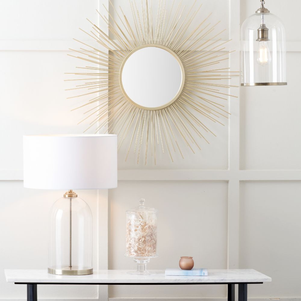 Cloche Clear Glass and Antique Brass Table Lamp