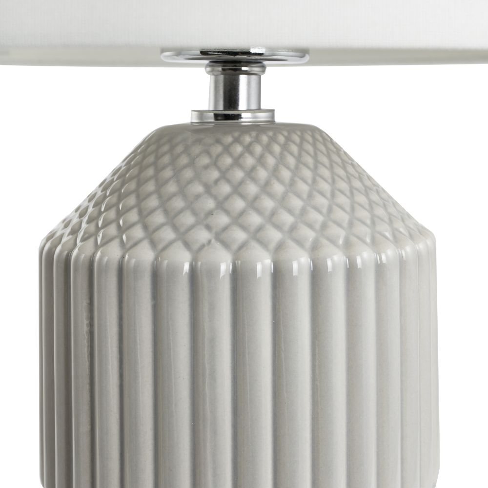 Ceramic Meribel Grey Geo Textured Tall Table Lamp