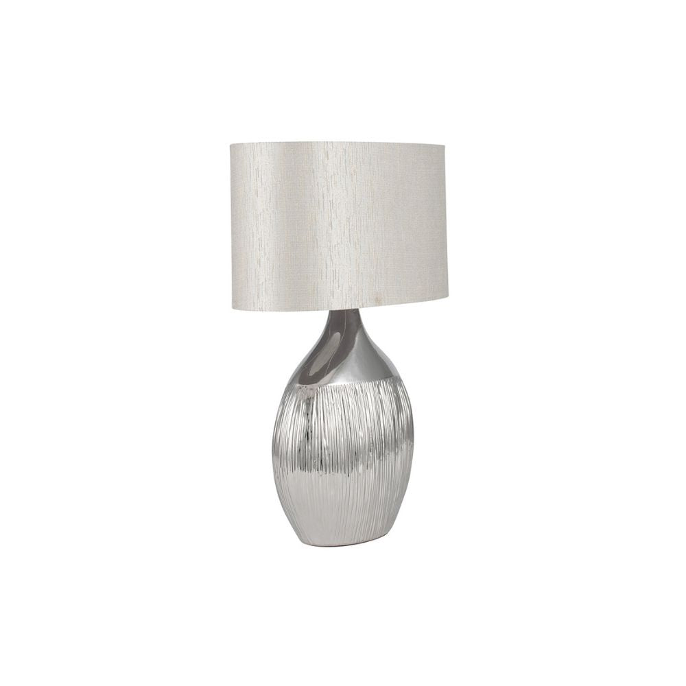 Gemini Ceramic Silver Etched Table Lamp