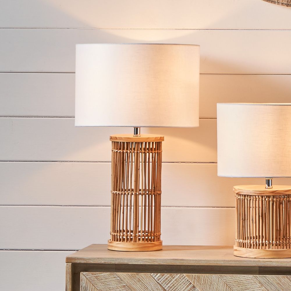 Sorbus Natural Ribbed Tall Table Lamp