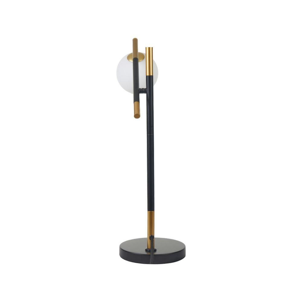 Wanda White Orb and Black Metal Table Lamp