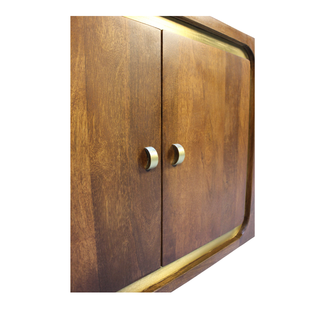 Aranya Solid Wood Square Pattern 4 Door Sideboard