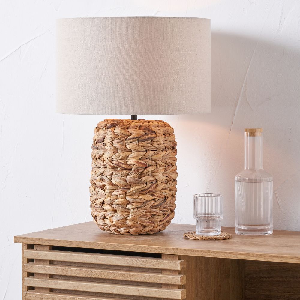 Zadi Water Hyacinth Natural Plaited Tall Table Lamp
