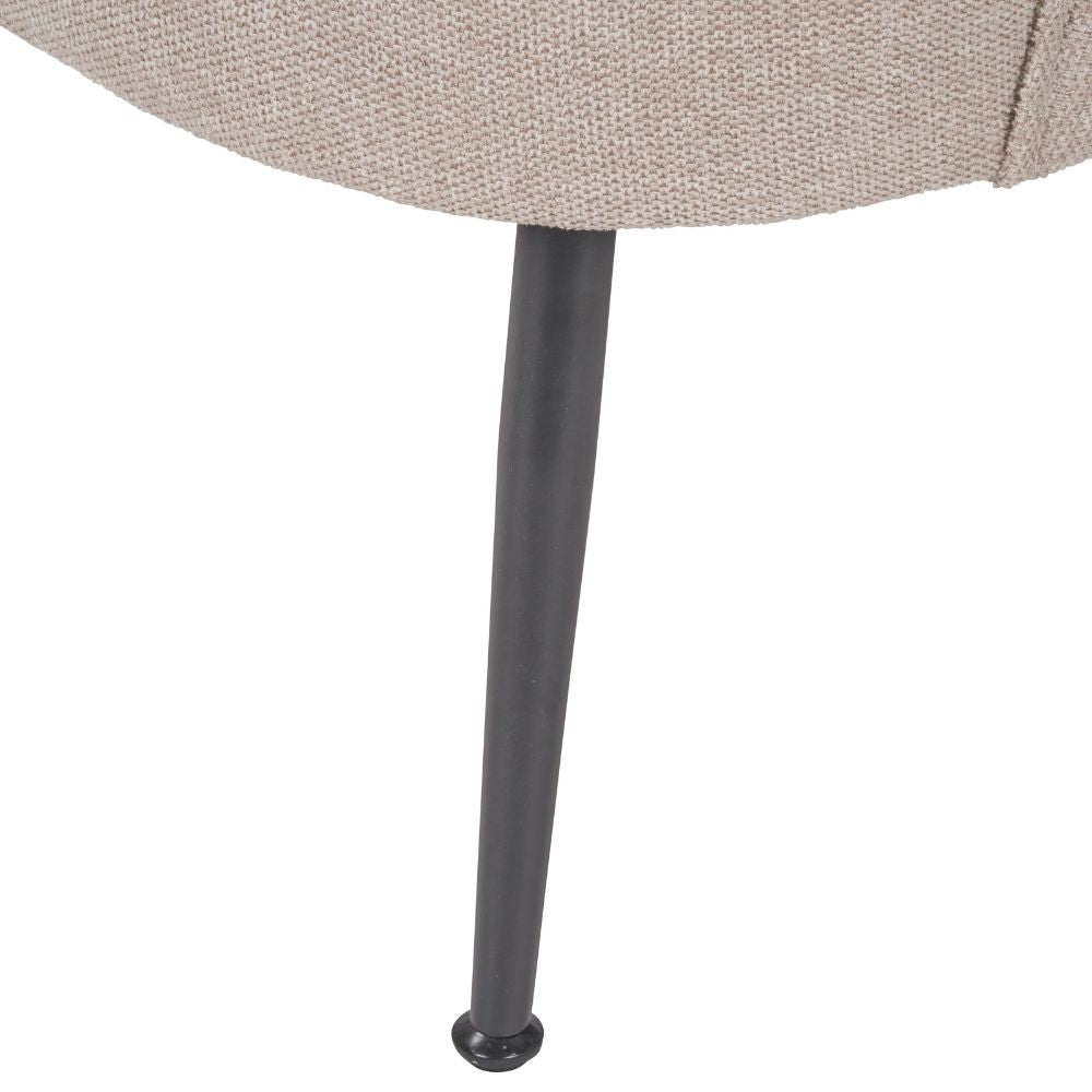 Aviana Natural Chenille and Black Metal Tub Armchair