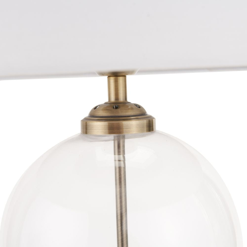 Cloche Clear Glass and Antique Brass Table Lamp