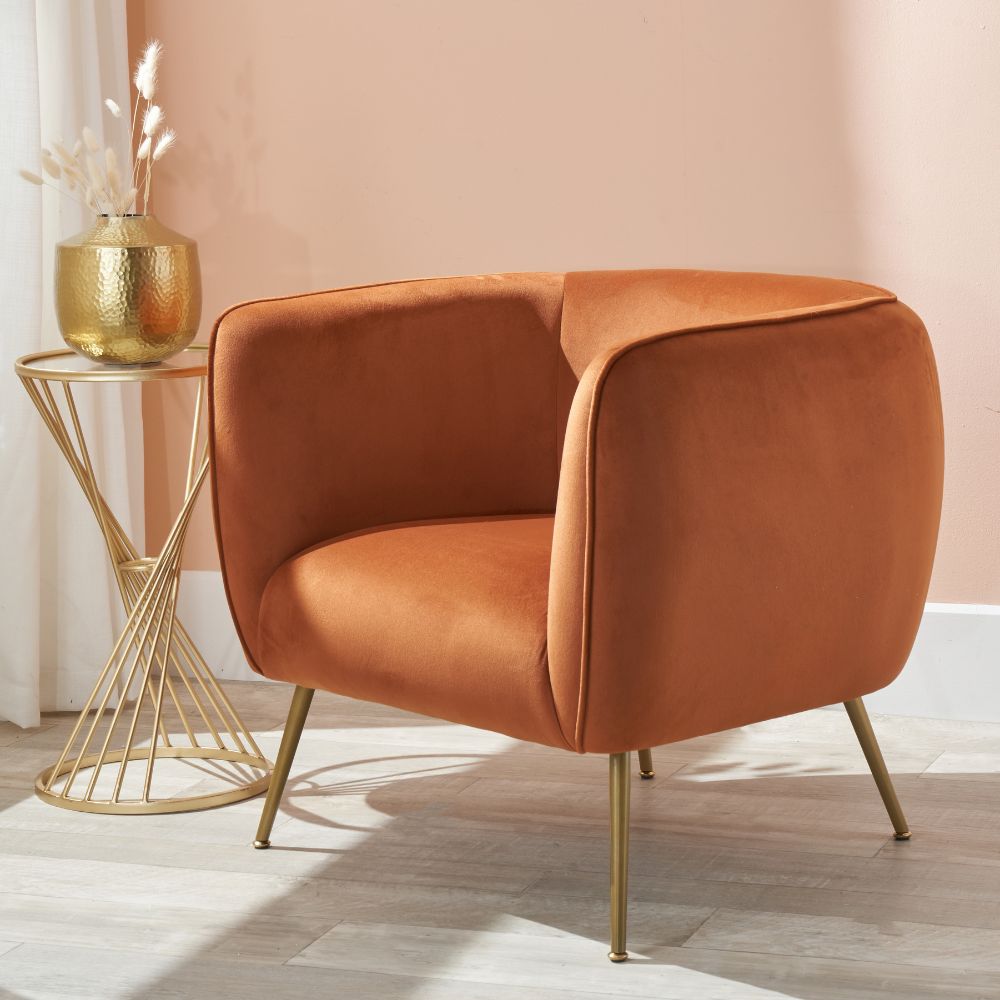Lucca Velvet and Metal Armchair