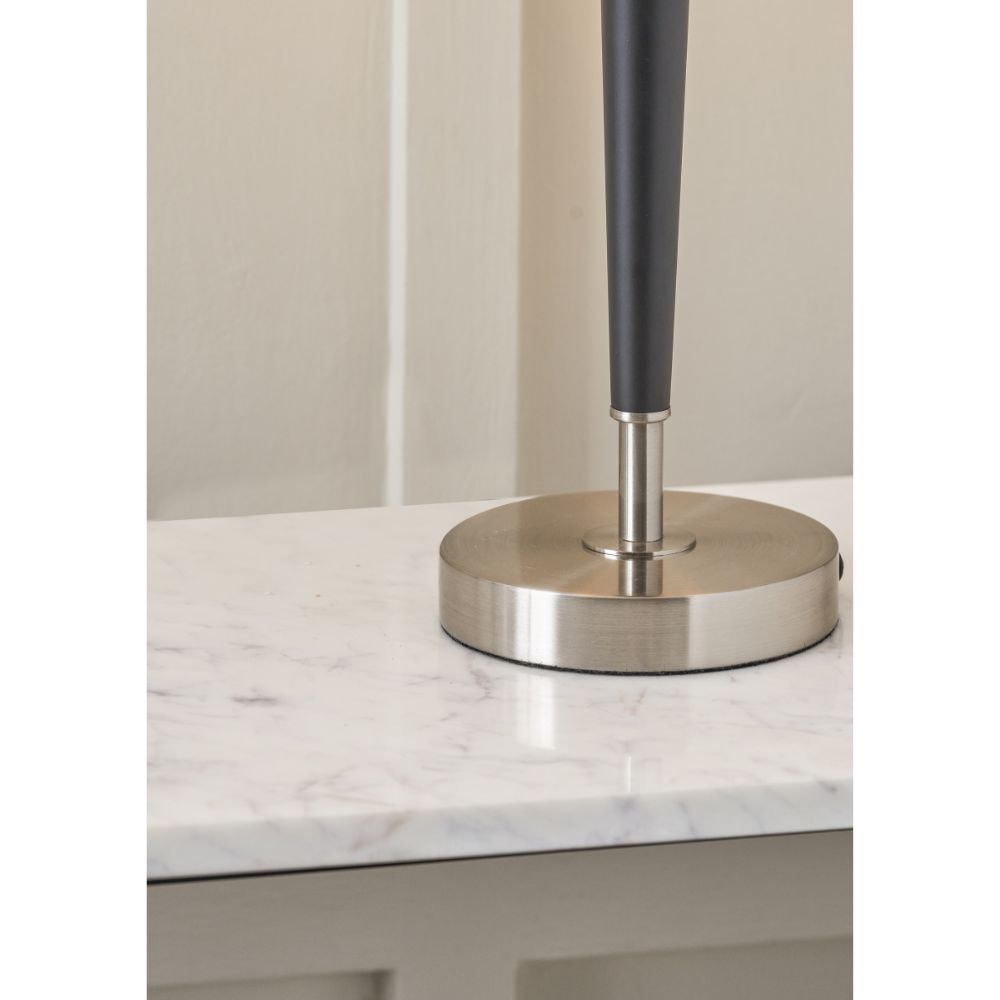 Metal Lowry Brushed Silver and Matt Black Table Lamp