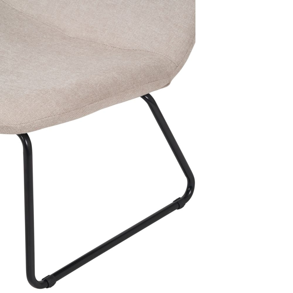 Chiara Natural Chenille and Black Metal Lounging Chair and Footstool