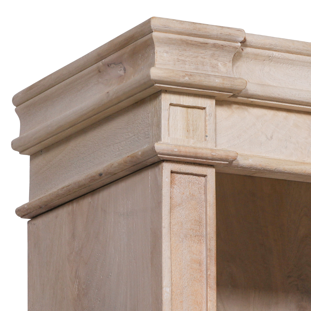 Blanche Rustic Mango Wood Bookcase with Open Drawers