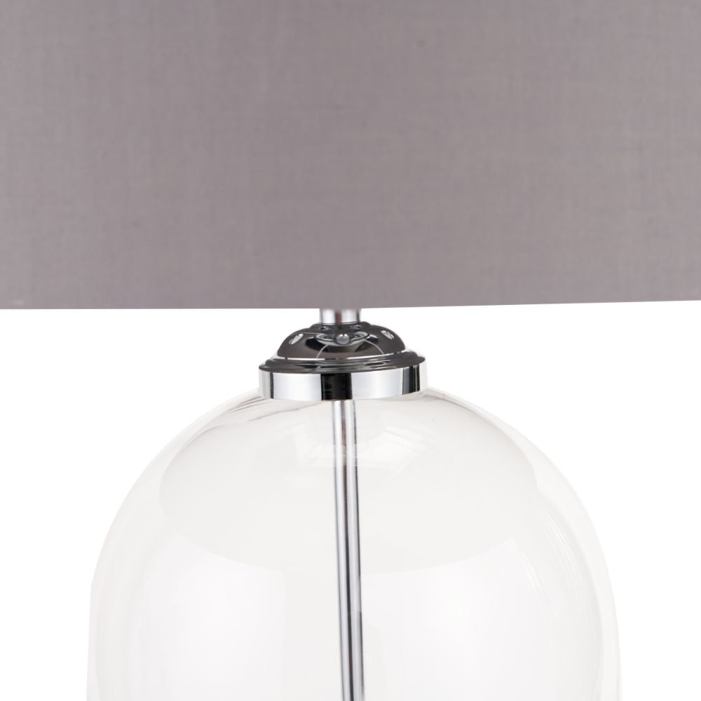 Cloche Clear Glass and Silver Table Lamp