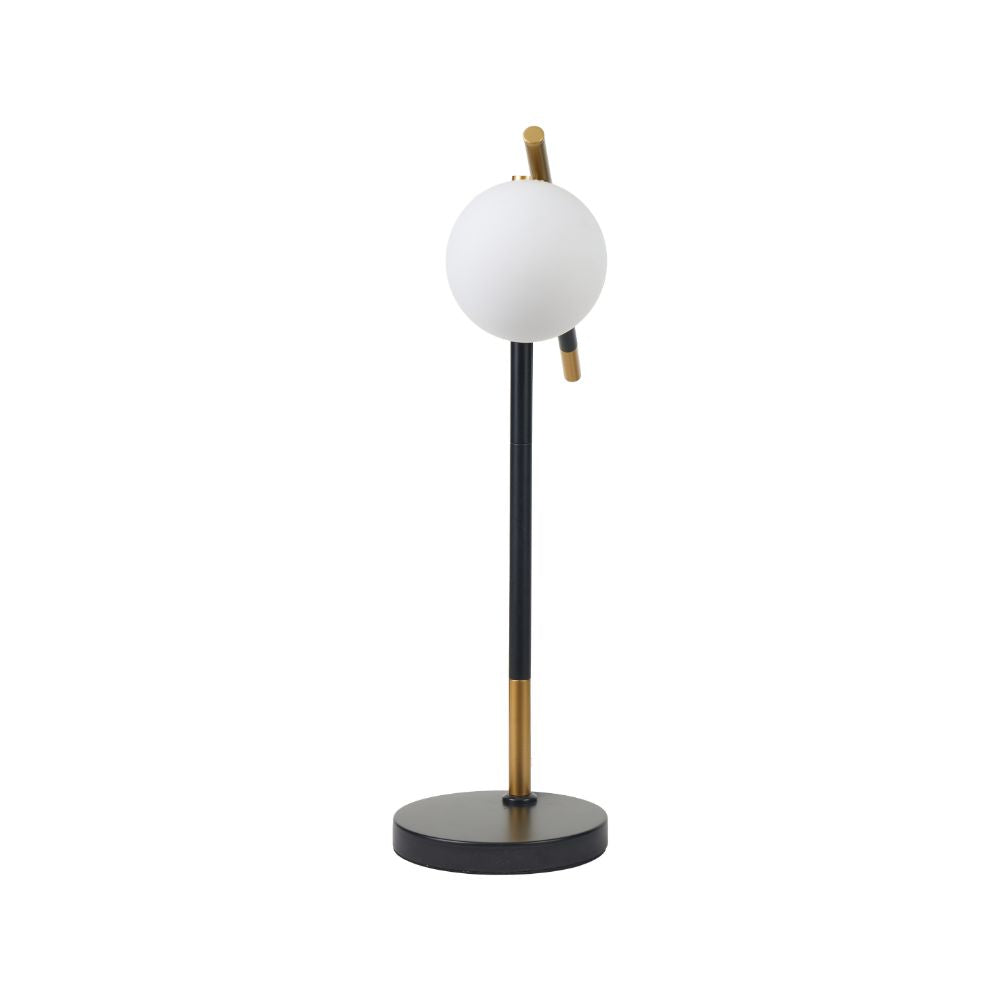 Wanda White Orb and Black Metal Table Lamp
