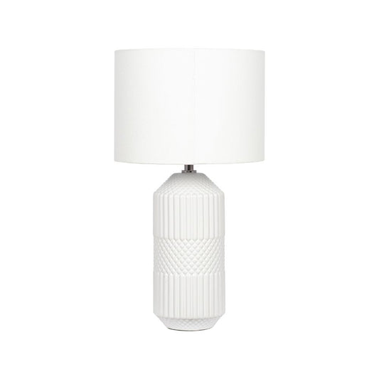 Meribel White Geo Textured Tall Ceramic Table Lamp