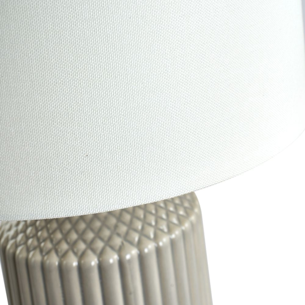 Ceramic Meribel Grey Geo Textured Tall Table Lamp