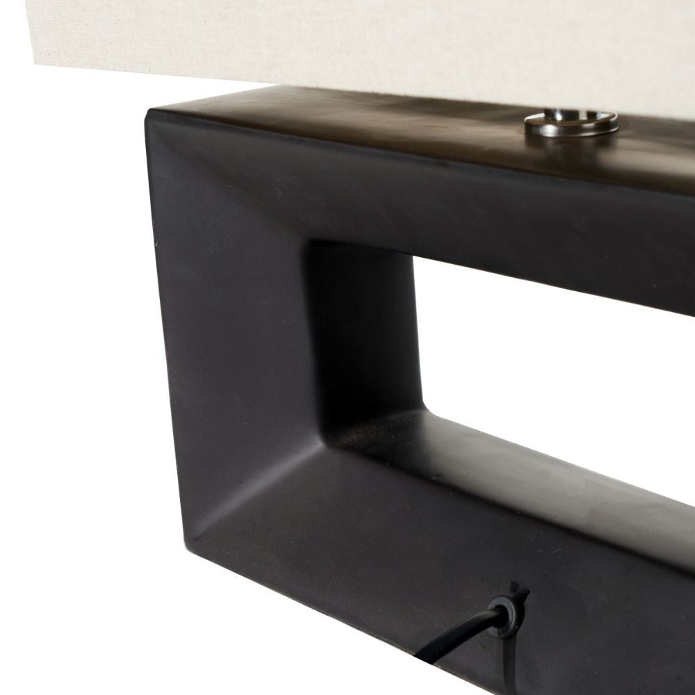 Ceramic Block Black Rectangular Table Lamp