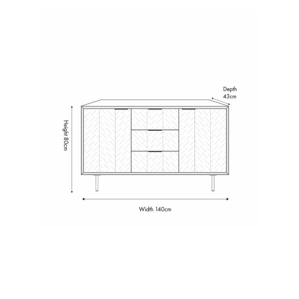Hailee Pine Wood 2 Door 3 Drawer Sideboard