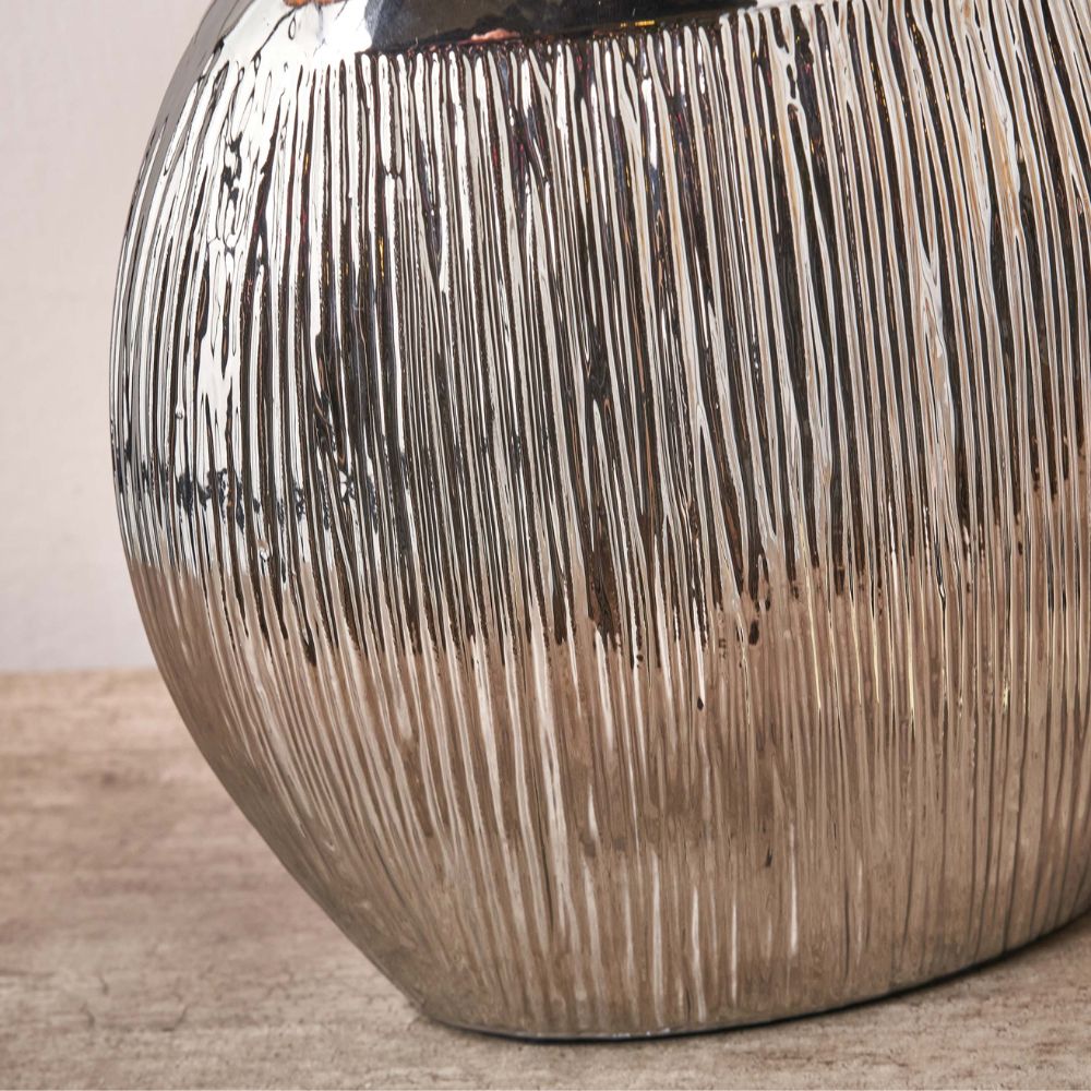 Gemini Ceramic Silver Etched Table Lamp