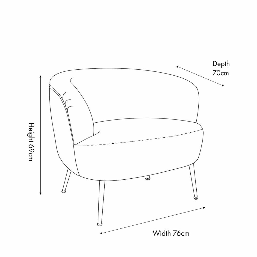 Aviana Natural Chenille and Black Metal Tub Armchair