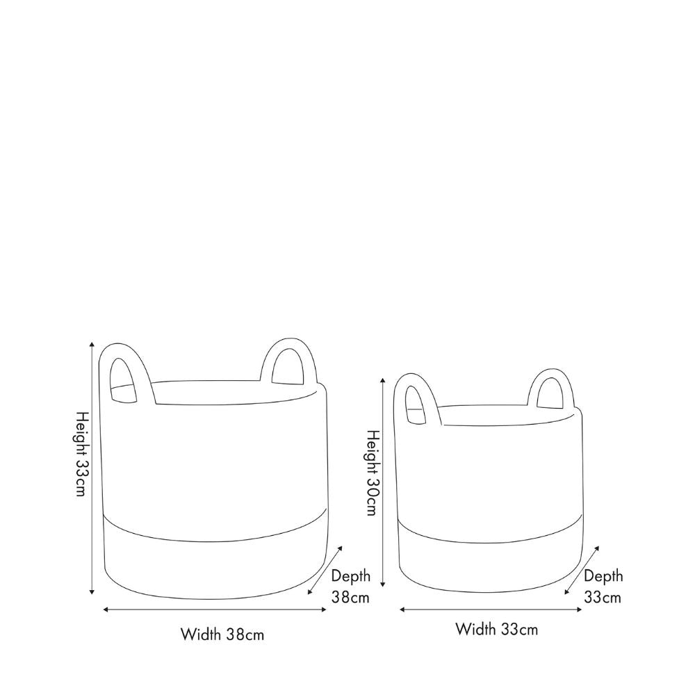 Banana Leaf Two Tone Natural and Grey Baskets (Set of 2)