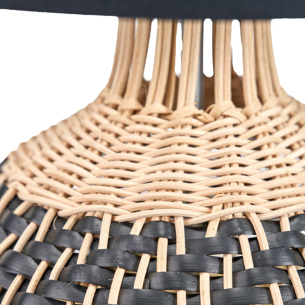Rowan Rattan Natural Black and White Woven Table Lamp