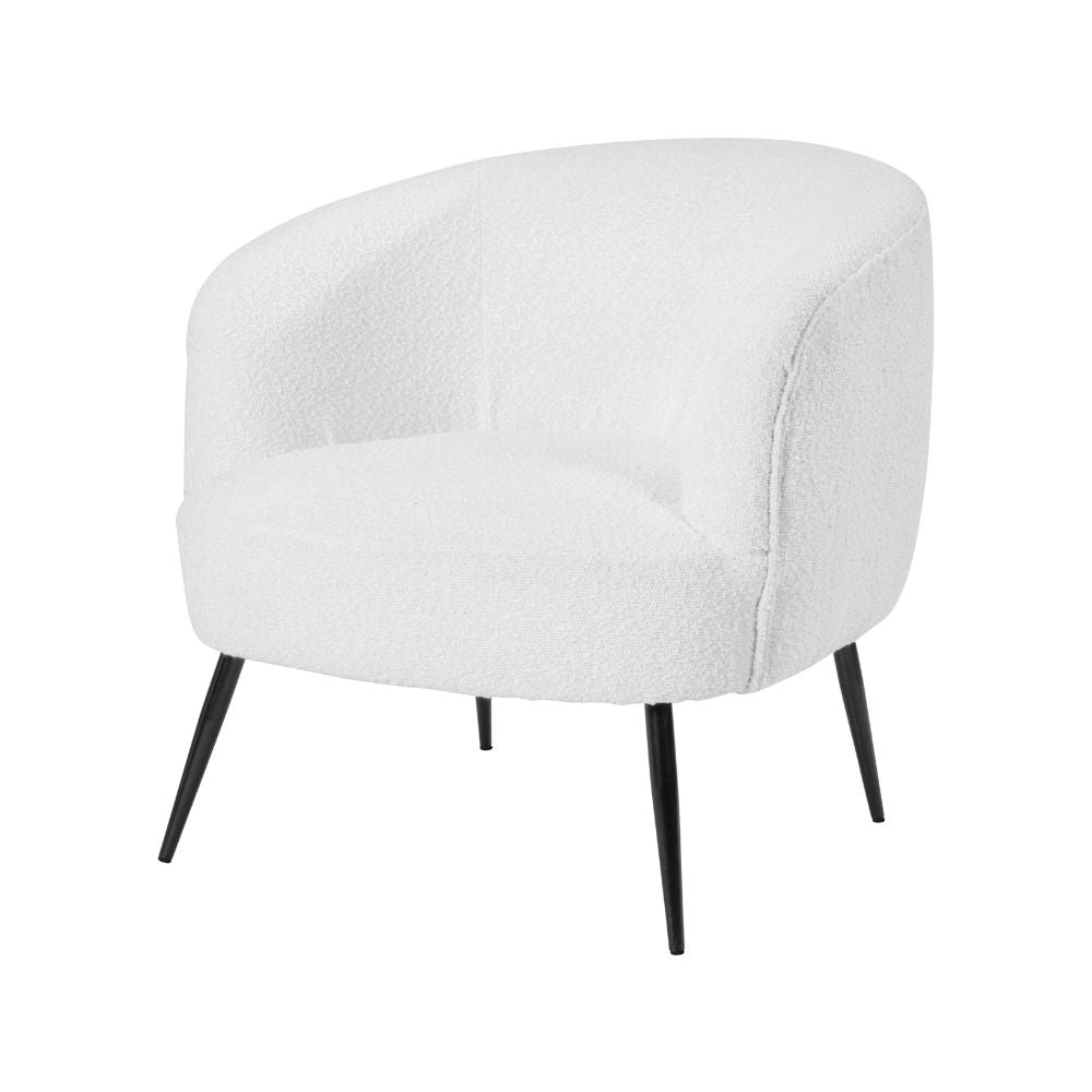 Siena Bouclé Fabric and Black Metal Tub Armchair