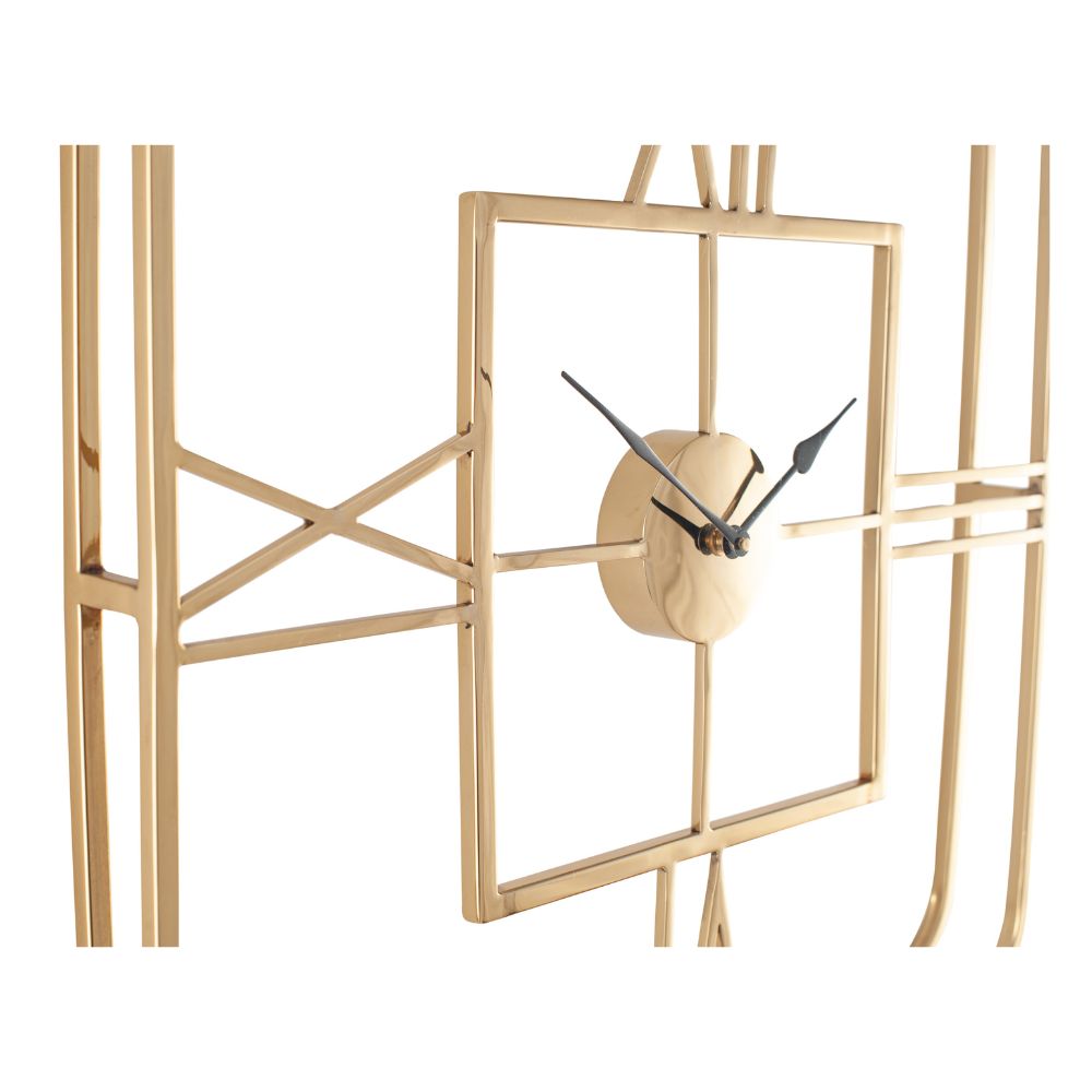 Metal Double Framed Gold Square Wall Clock