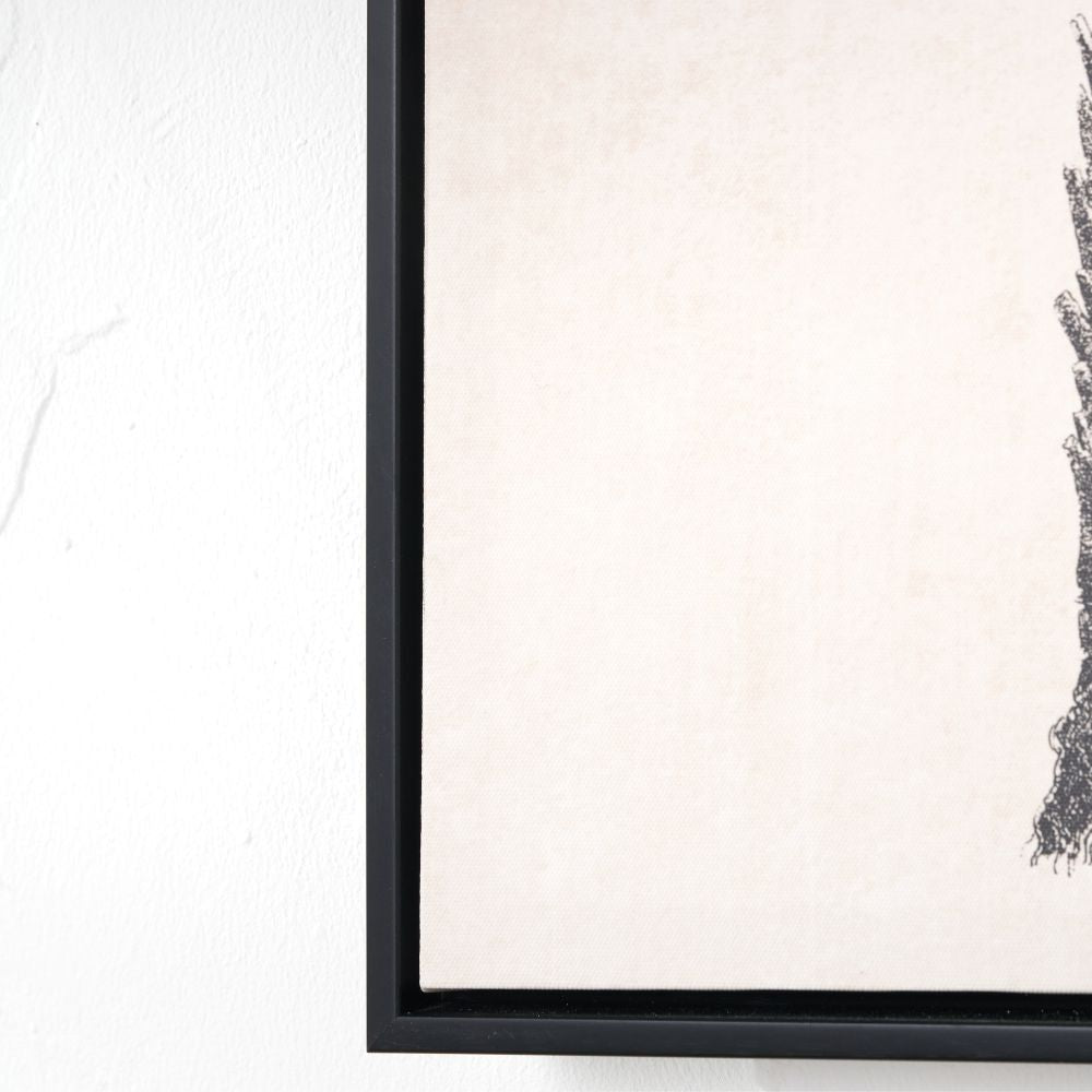 Canvases Natural and Black Palm Tree Print with Black Frames (Set of 3)