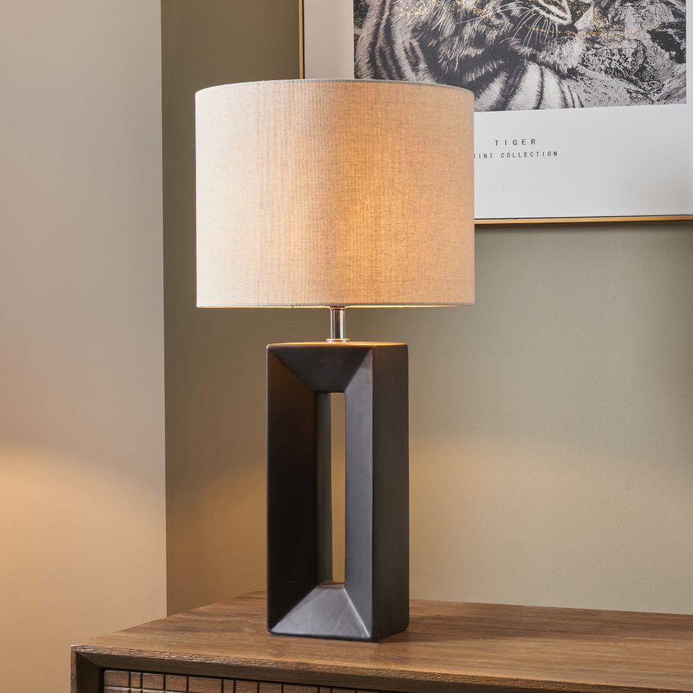 Block Ceramic Black Tall Table Lamp