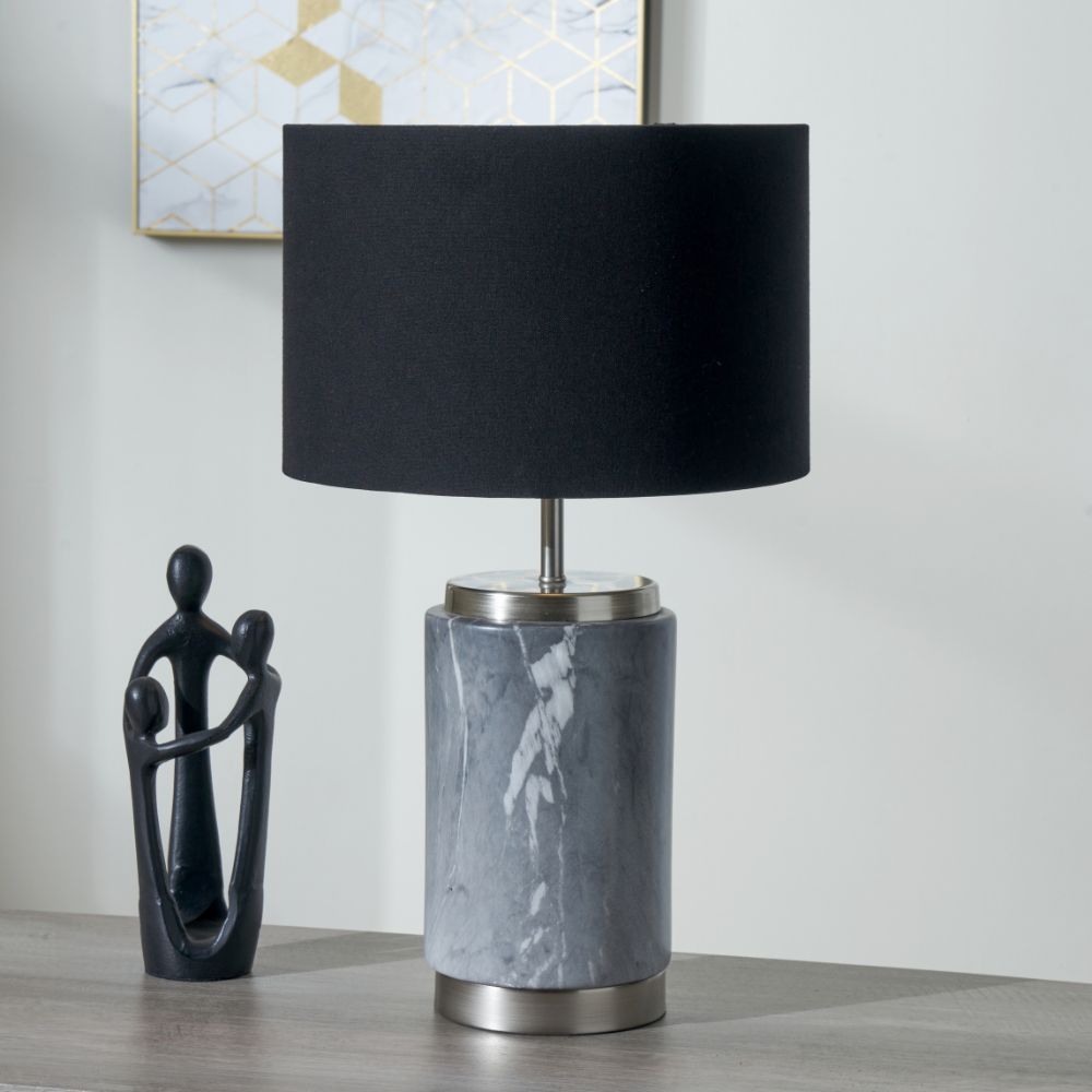 Carrara Ceramic Grey Marble Effect Table Lamp