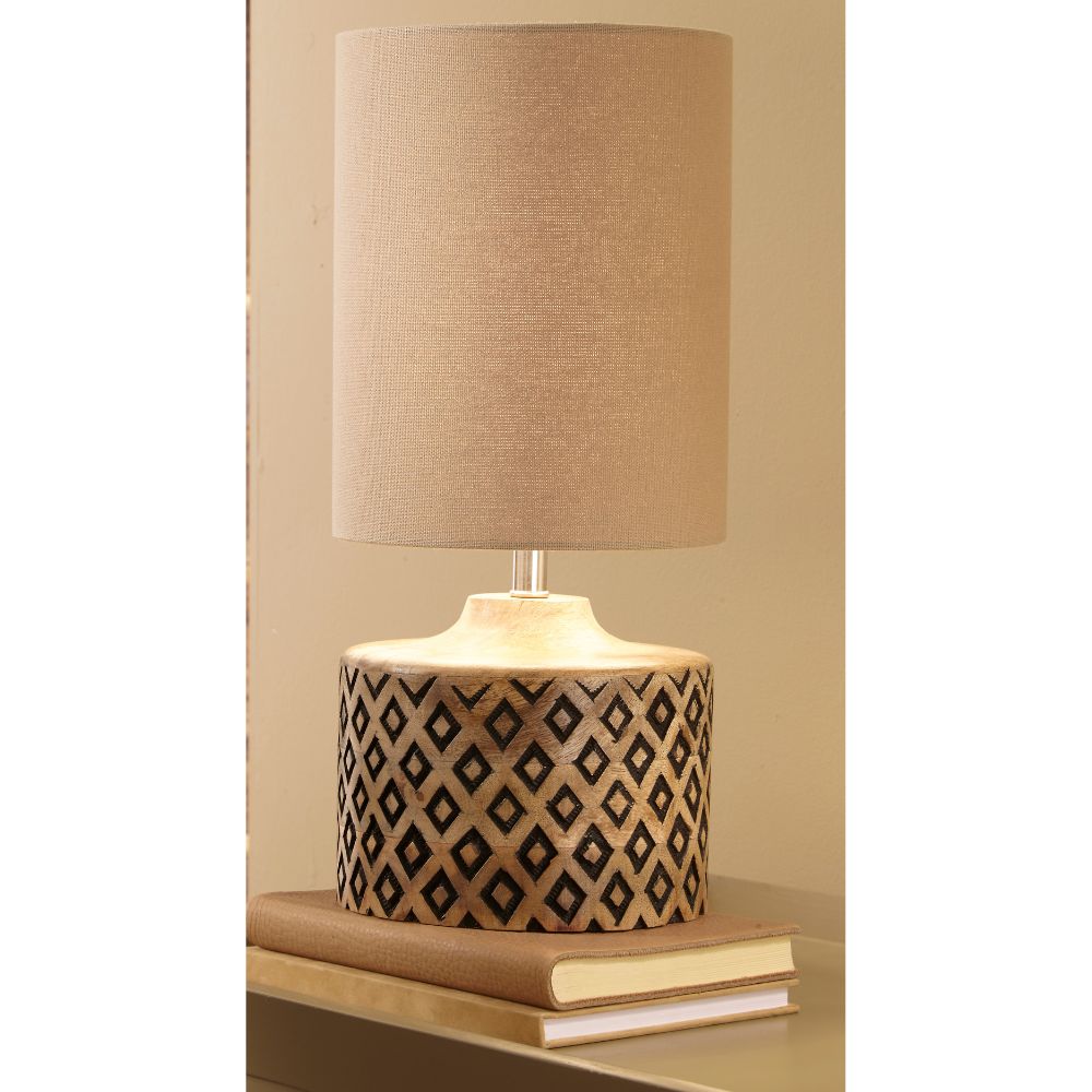 Orissa Wooden Short Diamond Table Lamp