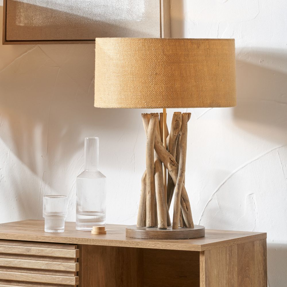 Derna Driftwood with Natural Jute Shade Table Lamp