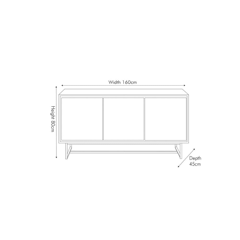 Marca Sand Wash Acacia Wood 3 Door Sideboard