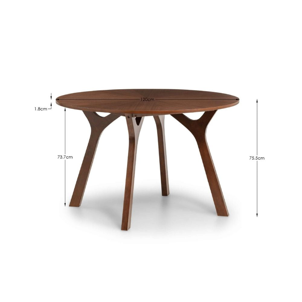 Huxley 1.2m Walnut Round Dining Table