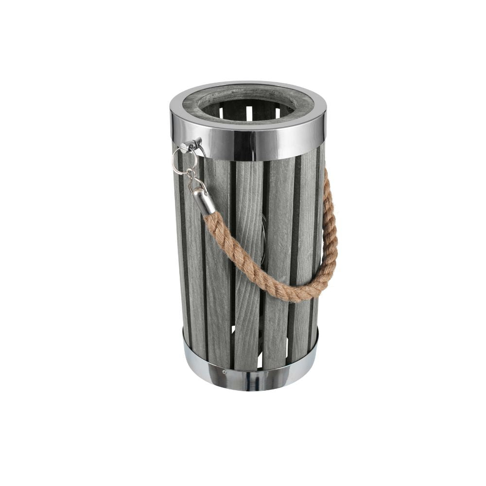 Austell Pine Wood Grey Wash Small Lantern Table Lamp